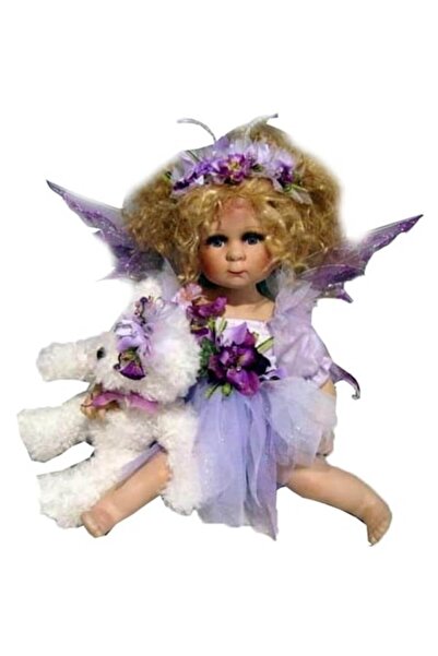 Goliat Păpușă elf ceramică cu ursuleț de pluș, Goliat, 40cm, multicoloră