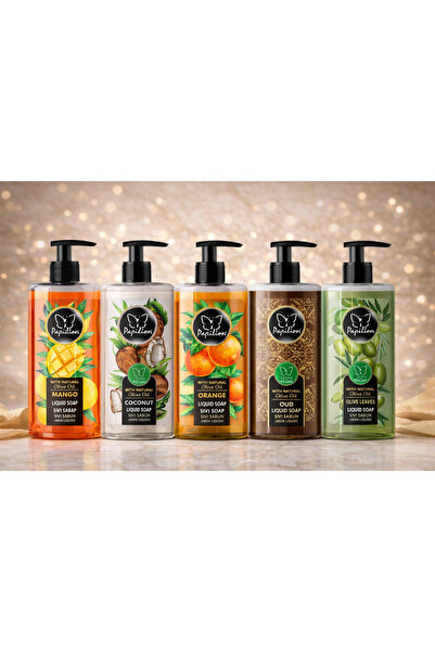 Tesori d'Oriente Set of 5 x Papilion liquid soap with olive oil – Mango, Coco...