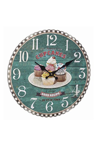 Evelise Ceas analog de perete din MDF, design VINTAGE, CupCakes, TFA 60.3045.13