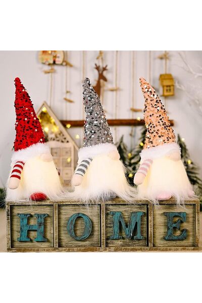 BPA ® Handmade Light Up Garden Gnomes with LED Lights and Glitter Caps for Christmas Decoration