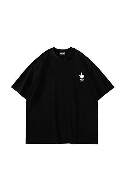 Sekizbiraltı Oversize Unisex Black Tshirt with Alayina Print