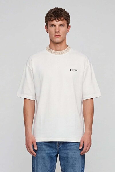 Sabri Özel Men's Beige Basic T-Shirt