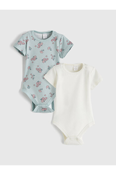 LC Waikiki Floral Printed Baby Girls' Snap Bodysuit 2 Pack