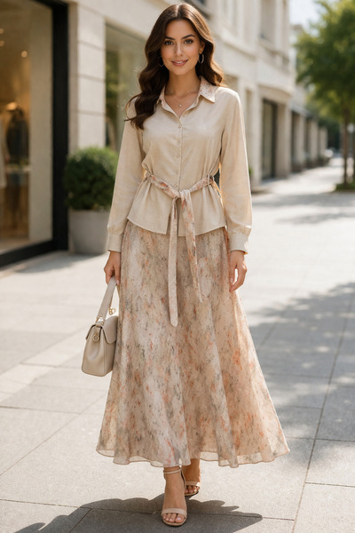 FUAT GÜRSEN Eteği Taş İşlemeli İkili Takım