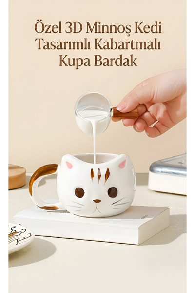 Wolawood Special 3D Embossed Gift Mug with Cute Cat Design & Coffee Enjoyment...