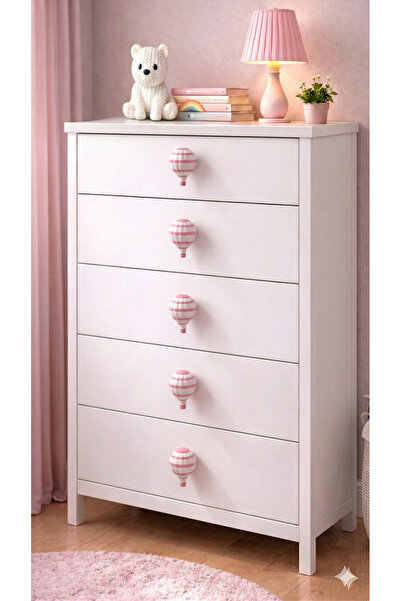 Rekatech PEMBE Uçan Balon Çocuk Bebek Odası Mobilya Çekmece,şifonyer Dolap Ka...