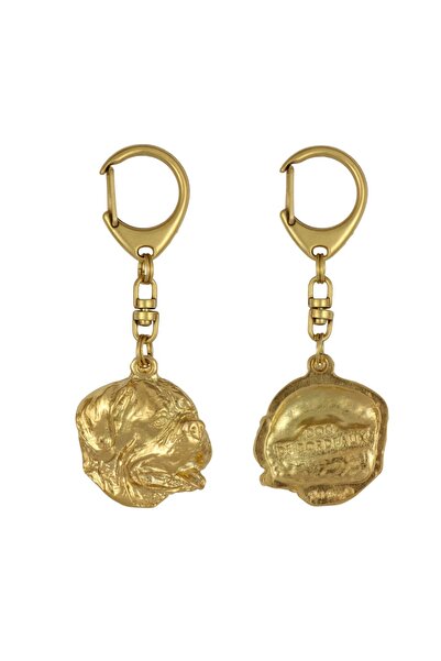 Art - Dog Dogue de Bordeaux, French Mastiff, - Gilded key ring with dog, luxu...
