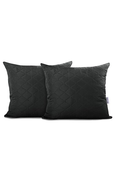 Deco King Set 2 huse perne decorative matlasate, Axel, 70 g/m2, 50 x 60cm, Negru