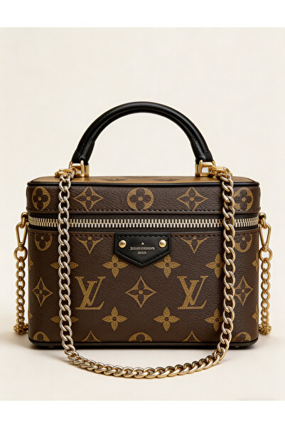 LV mini trunk bag with Monogram canvas / double handles + detachable chain sh...