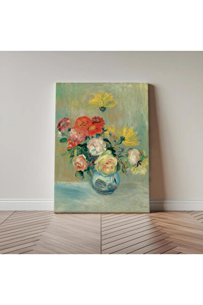 Vetro Design Renoir - Vază cu trandafiri și daliuri, pictură pe pânză