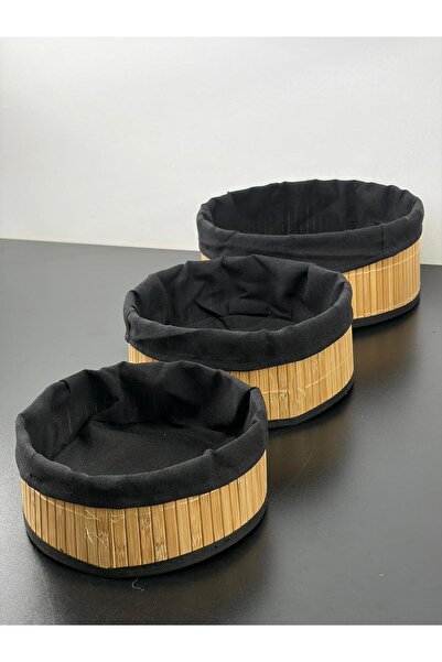 YzHome 3-Piece Round Bamboo Organizer Organizer Storage Box Basket