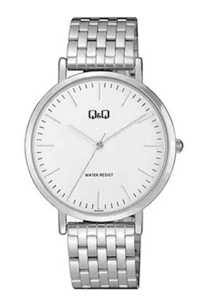 Q&Q Classic Men's Watch QA20J221Y, Quartz, Silver Steel Bracelet, White Dial ...