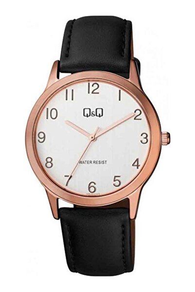 Q&Q Κλασικό Ανδρικό Ρολόι QB36J104Y, Μηχανισμός Κουάρτζ, Μαύρο Δερμάτινο Λουρ...