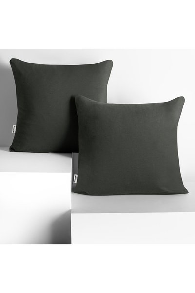 Deco King Set 2 huse perne decorative din bumbac cu fermoar, Amber, 135 g/m2,...