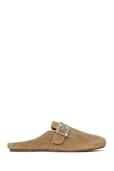 Derimod Women's Mink Buckle Suede Leather Slippers 26Sfd498410