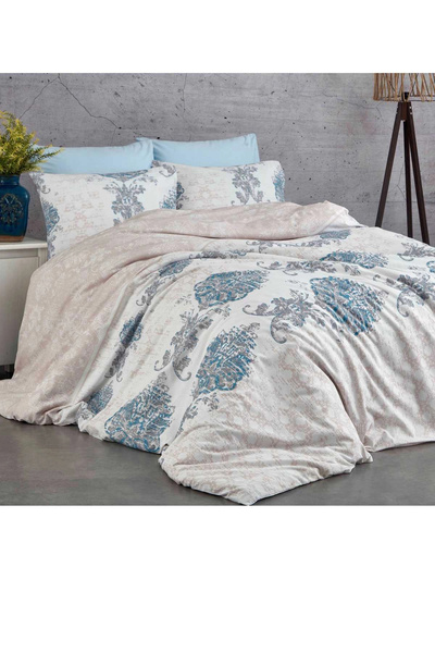 Mira Home Σετ Παπλωματοθήκη Διπλό Βαμβακερό Μπλε Αριστοκρατία