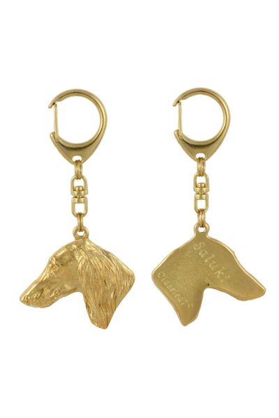 Art - Dog Saluki, Persian Greyhound, Gazelle hound - Gilded key ring with dog...