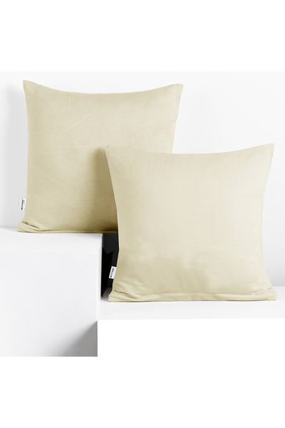 Deco King Set 2 huse perne decorative din bumbac cu fermoar, Amber, 135 g/m2,...