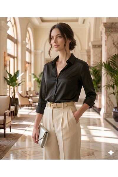 newmisal Women's Silky Satin Fabric Shirt with Robali Back, Normal and Oversi...