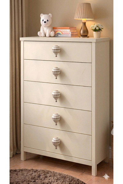 Rekatech BEJ -BEYAZ Uçan Balon Çocuk Bebek Odası Mobilya Çekmece, Dolap Kapağ...