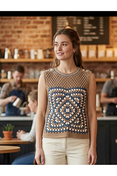 MEGA Megahan Boutique Hand-Knitted Summer Boho Crochet Trendy Blouse