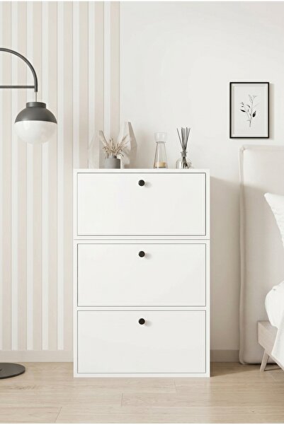 FOR WOMAN DESİGN Ahşap Şifonyer 3 Kapaklı Modern Minimal Geniş Depolama