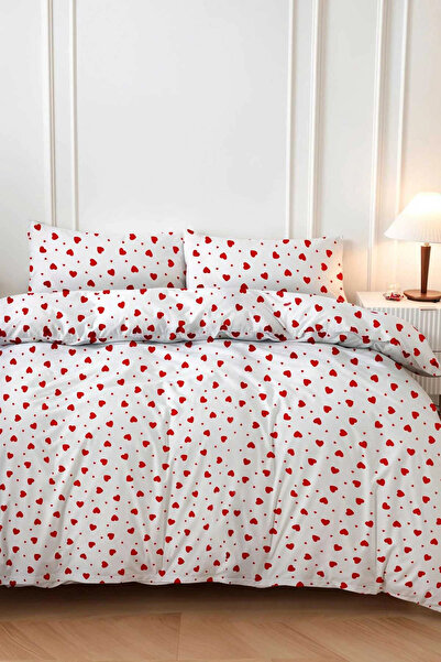 Mira Home Set Pilomă Dublu Inimă Roșie Bumbac 180x200 Cm