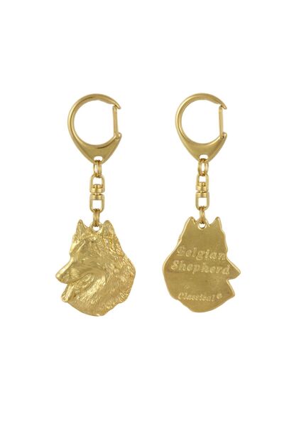Art - Dog Belgian Shepherd Dog, Belgian Sheepdog - Gilded key ring with dog, ...