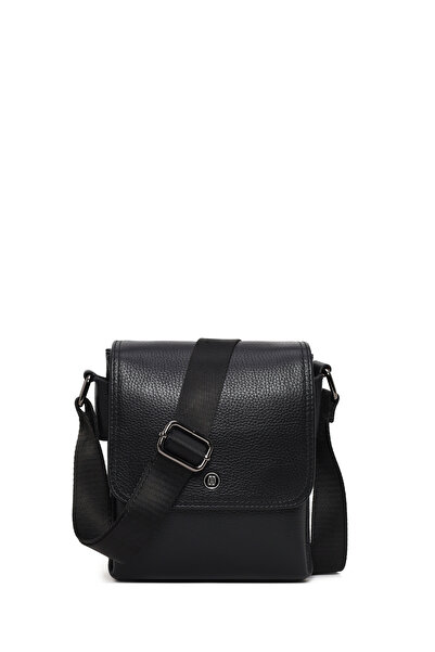 Derimod Men's Black Leather Messenger Bag 25Wbd3562Ft