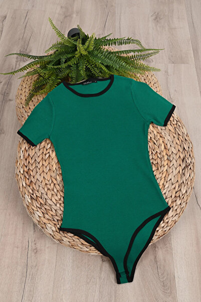 ANATOLIATEKSTILE Women's Basic Slim Fit Short Sleeve Bodysuit – Elastic Body ...