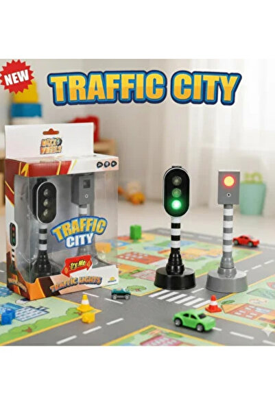 LRS STORE Oyuncak Araba Trafik Lambası Seti 2 li Eğitici Trafik Işıkları Sesl...