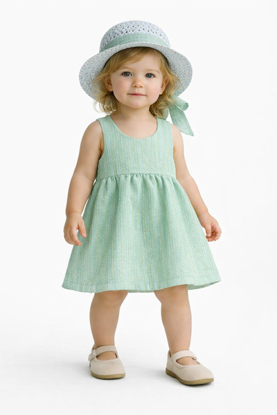 Chicsy Baby Sweet Baby Girl Style Glittery Dress with Hat and Bow Detail, Sum...