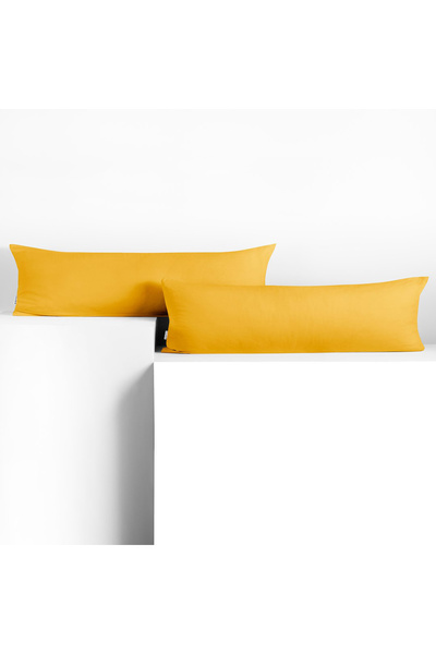 Deco King Set 2 huse perne decorative din bumbac cu fermoar, Amber, 135 g/m2,...