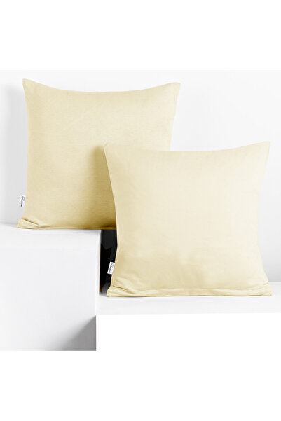 Deco King Set 2 huse perne decorative din bumbac cu fermoar, Amber, 135 g/m2,...