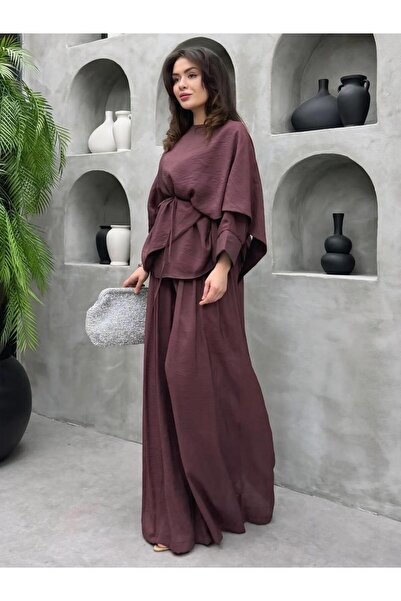 Cardella طقم لينا فوال منسدل مكون من قطعتين متوافق مع الملابس المحجبة، طقم بل...