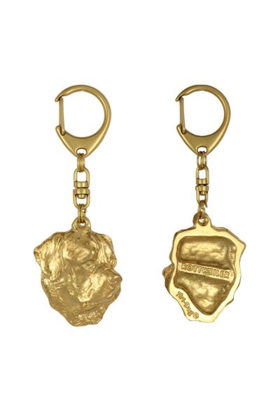 Art - Dog Rottweiler, Rott, Rottie I - Breloc auriu cu câine, accesoriu de lu...