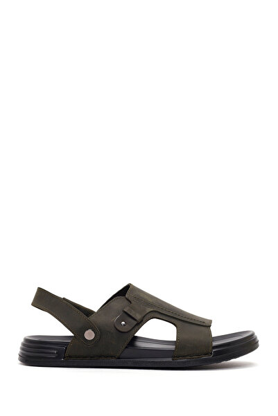 Derimod Men's Khaki Nubuck Leather Sandals 26Sfd6259V3