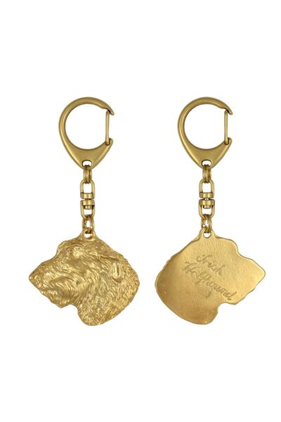 Art - Dog Irish Wolfhound I - Breloc aurit cu câine, decorațiune pentru geant...