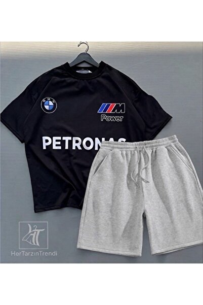 HerTarzınTrendi Noul sezon, set de 2 piese din bumbac, tricou și pantaloni sc...