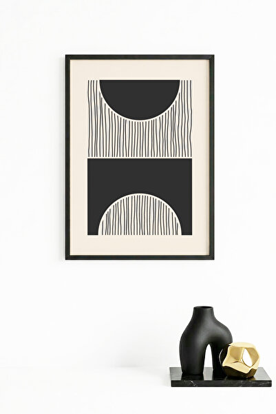 huhuli Επιτραπέζια ζωγραφιά με μίνιμαλ γεωμετρικά σχέδια με φυσικό ξύλινο πλα...