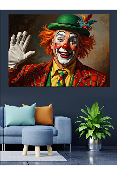 Artmeg Portret decorativ de clovn zâmbitor într-o ținută colorată - Tablou di...
