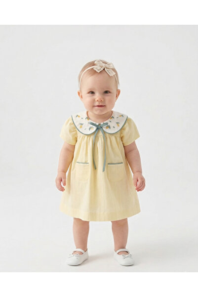 Lily and Co Lily Co Lemon Embroidered Baby Collar Baby Girl Dress