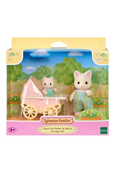 SYLVANIAN FAMILIES Çiçekli Kedi Baba ve Bebek Arabası Seti 5683