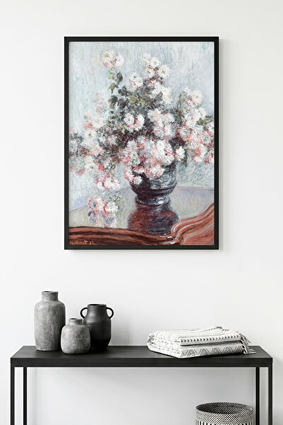 huhuli Πίνακας με φυσικό ξύλινο πλαίσιο και μοτίβο λουλουδιών - Παστέλ αποχρώ...