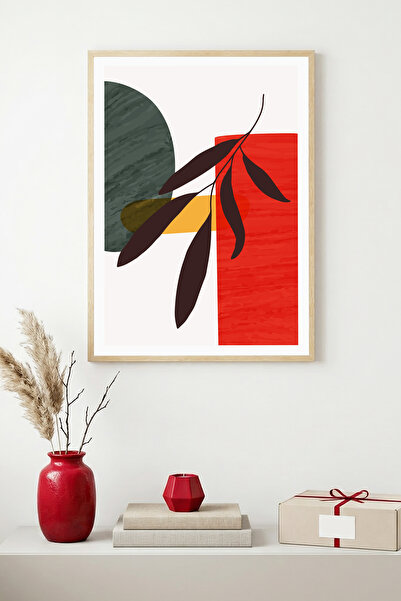 huhuli Tablou abstract cu ramă din lemn natural I Huhu1353