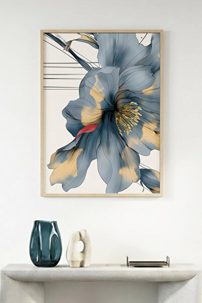 huhuli Tablou cu model floral înrămat în lemn natural - Minimalist |   huhu1294