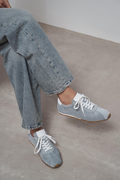 NİŞANTAŞI SHOES Spruce Stone Gray Suede Leather Flat Sole Lace-Up Women's Spo...