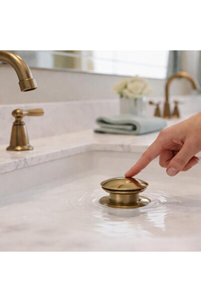 HCE STORE Pop-Up Lavabo Süzgeci Bas-Aç Krom Kapaklı