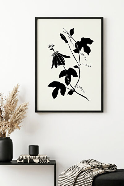 huhuli Tablou cu model floral înrămat în lemn natural - Minimalist |   huhu1323