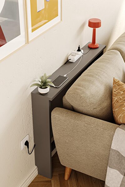 Hofga Tilda Koltuk Arkası Sehpa Çok Amaçlı Yan Sehpa Salon Oturma Odası Antrasit